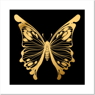 Gold butterfly Posters and Art